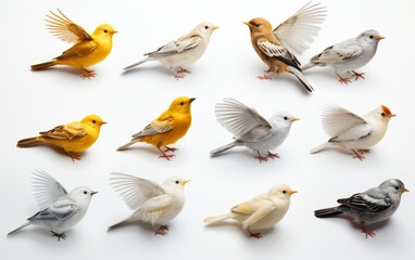 Obraz premium Set of collection bird isolated on white background