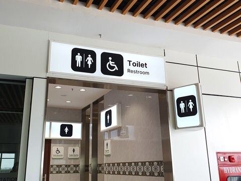 Restroom signage at high speed railway station, Bandung, Indonesia