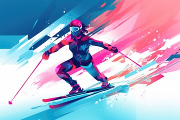 Cross-country skier sports concept poster