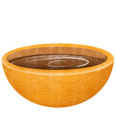 soy sauce in a. wooden bowl