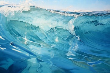Water with perfect clarity and two gentle waves. Generative AI - obrazy, fototapety, plakaty