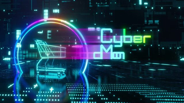 サイバーマンデーセールのモーションイメージ / オープニング・セール告知・タイトル用 / 3Dレンダリング / Motion image of "Cyber Monday Sale". For opening/sale announcements/titles.