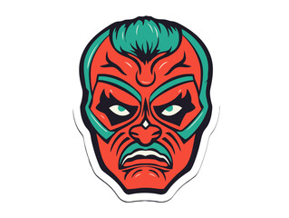 Doodle Mexican wrestler, cartoon sticker, sketch, vector, Illustration, minimalistic
