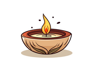 Doodle Candle offering bowl, cartoon sticker, sketch, vector, Illustration, minimalistic