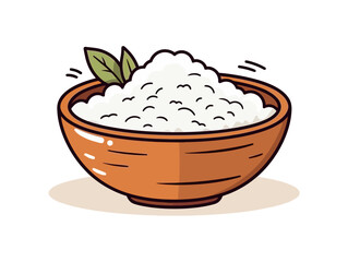 Doodle Rice offering bowl, cartoon sticker, sketch, vector, Illustration, minimalistic