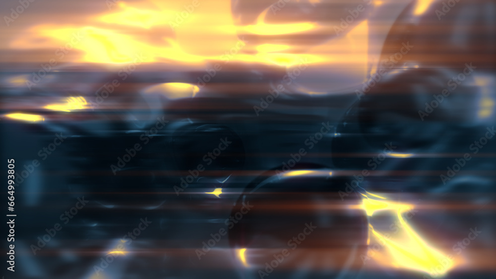 Poster shining blue slime benign forms particles - dark bokeh background - abstract 3d rendering