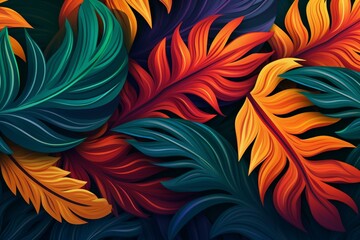 Abstract tropical foliage design for tropical-inspired themes. Generative AI