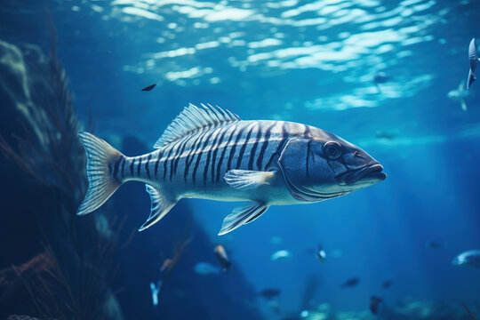 Mbuna fish swimming in the open ocean