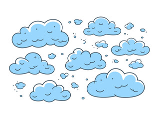 Doodle Sky with clouds, cartoon sticker, sketch, vector, Illustration, minimalistic, image pack