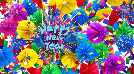 Fototapeta na wymiar Colorful Wallpaper for Happy New Year 2024: Vibrant Celebration Background