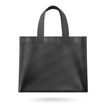 Black Cotton Eco-bag for Retail and Shopping, featuring handles. Perfect for retail and shopping purposes. Isolated on a white background