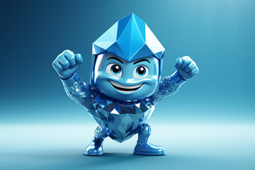 3D cartoon illustration of a Diamond Mascot