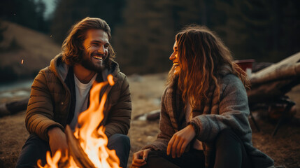 Fototapeta premium Couple in the forest Generative Ai
