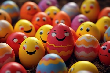 adorable colorful eggs. joyous holiday. Generative AI