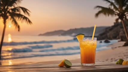 Juice drinks with beautiful beach views