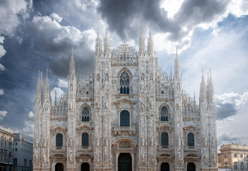Duomo di Milano, the splendid cathedral of Milan city, Italy, also known as Basilica of the...