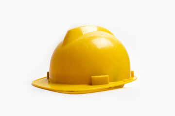 A yellow safety helmet photo isolated on white background	