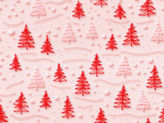 Seamless Christmas Tree Pattern Embroidery Style, Faux Stitch background, Tileable seamless Embroidered, pattern for wallpapers, backgrounds, graphic design