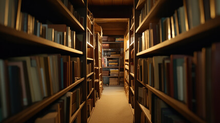 Obraz premium Books neatly lined up on shelves inside a closet