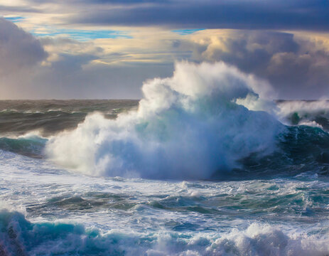 Tumultuous Ocean Waves Amid a Powerful Storm