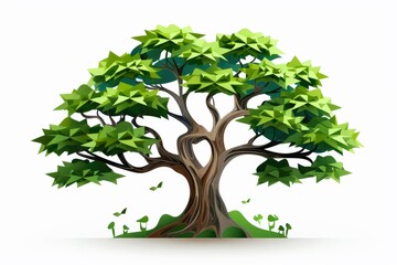 Obraz premium Abstract low poly tree isolated on white background