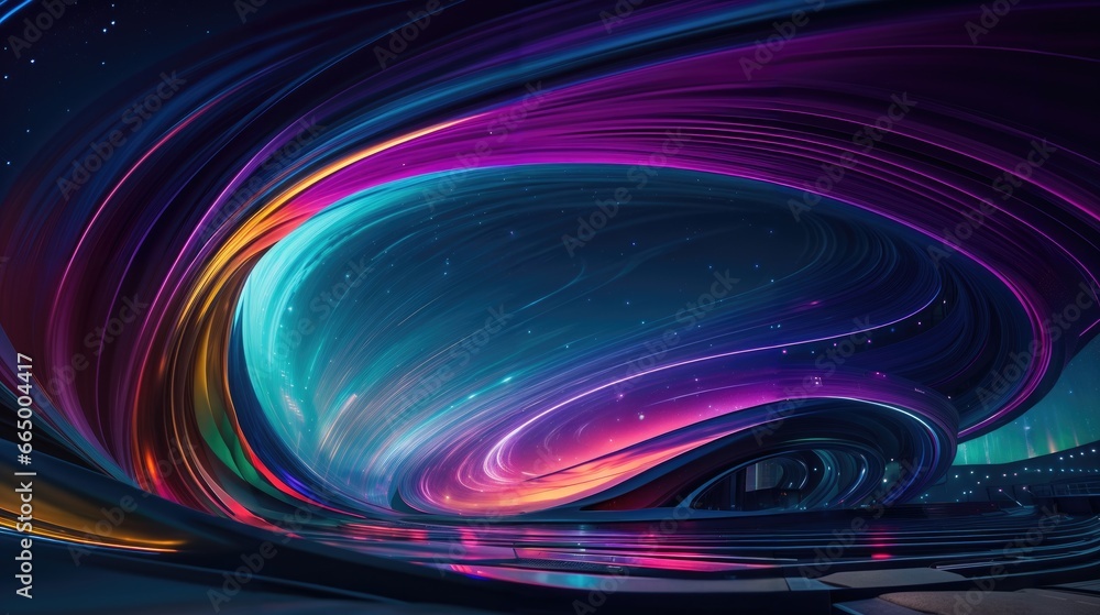 Poster background with curved wave of colorful
