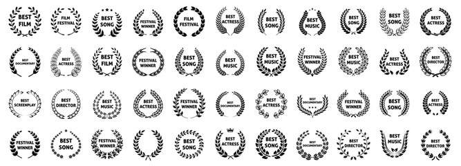 Awards logotype. Film award wreaths vector icon