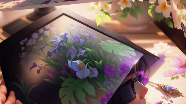 Beautiful fresh bouquet of hand drawn flowers, created using artificial intelligence.