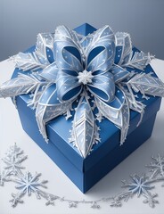 Christmas blue gift box