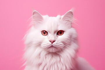 Pink colored cat on Pink Background.