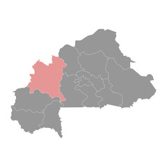 Boucle du Mouhoun region map, administrative division of Burkina Faso.