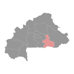 Centre Est region map, administrative division of Burkina Faso.