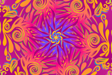 Fototapeta na wymiar Beautiful colourful caleidoscope gradient flower art pattern traditional Java classic indonesian culture pattern 
