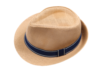 Straw hat isolated on white, top view, clipping path
