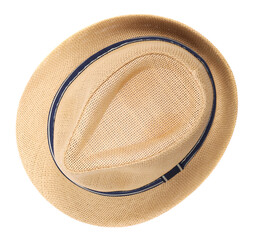 Straw hat isolated on white, top view, clipping path
