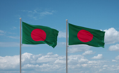 Two Bangladesh flags, country relationship concept