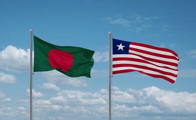 Liberia and Bangladesh flags, country relationship concept