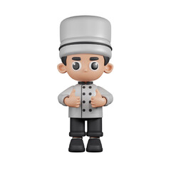 3d Character Chef Showing Thumbs Up Pose. 3d render isolated on transparent backdrop.