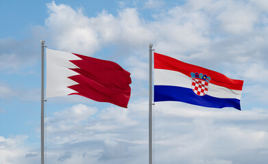 Croatia and Bahrain flags, country relationship concept