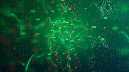Green abstract wave background of hacking security