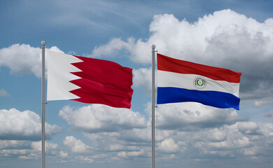 Paraguay and Bahrain flags, country relationship concept