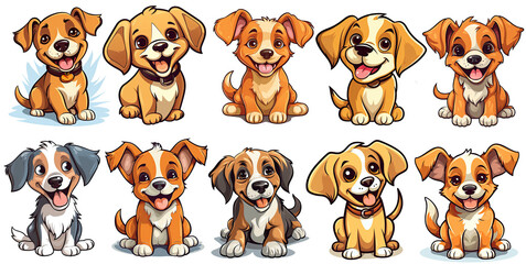 Vector illustration of an endearing dog icon. Features a cheerful puppy with floppy ears, a wagging tail, and a friendly, happy expression.