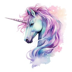 Obraz na płótnie Canvas Watercolor fantasy unicorn clip art.