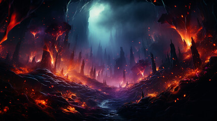 amazing dark dramatic light burning forest