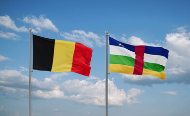 Central African Republic and Belgium flags, country relationship concept