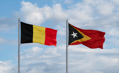 East Timor and Belgium flags, country relationship concept