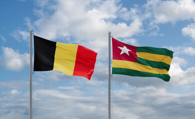 Togo and Belgium flags, country relationship concept