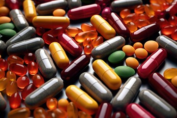 Assorted Pills and Capsules on Table