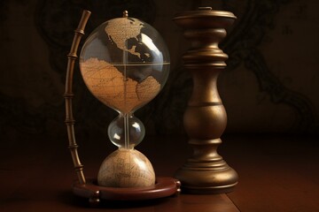 Fototapeta na wymiar hourglass with globe. Generative AI