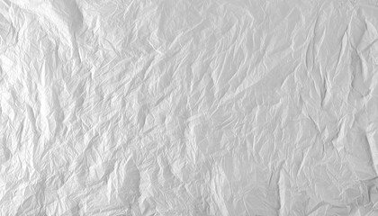 Blank crumpled white thin packing paper background and texture, top view
